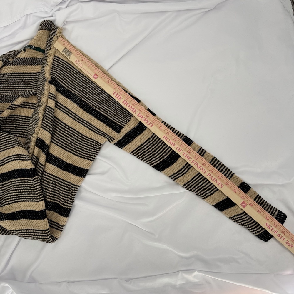 Lauren Ralph Lauren Sz L Linen/Cotton Striped Knit Long Cardigan‎ Fringe Western - Picture 9 of 9